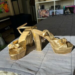 MICHAEL Michael Kors Gold Platform Heels